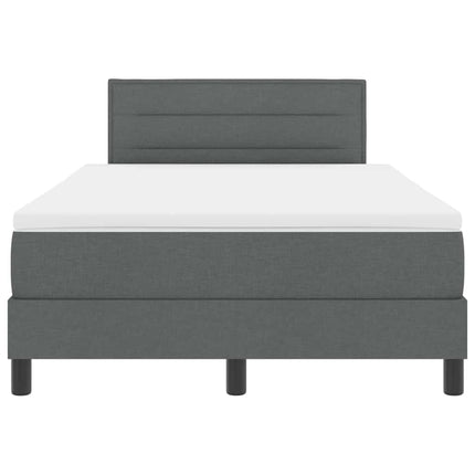 Box spring seng med LED-lysstrimler Mørkegrå 120 x 200 cm Stof