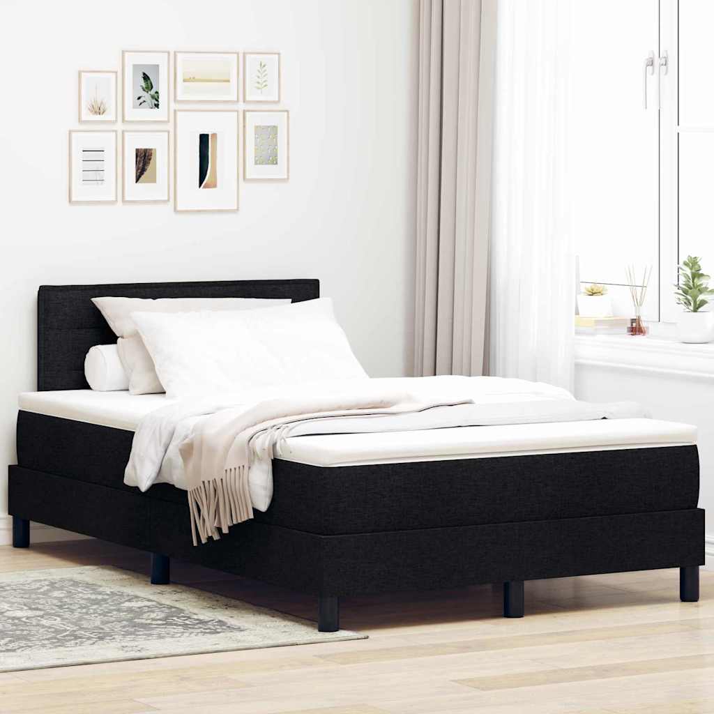 Box spring seng med LED-lysstrimler Sort 120 x 200 cm Stof