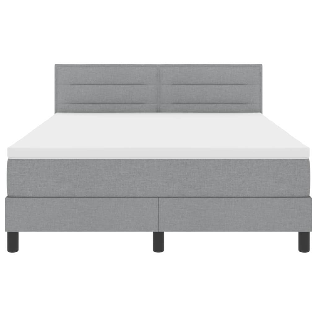 Box spring seng med madras med LED Lysegrå 140 x 190 cm Stof