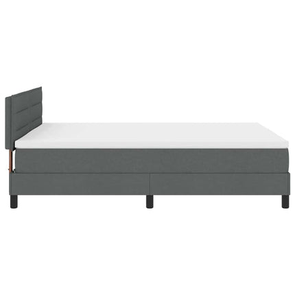 Box spring seng med LED-lysstrimler Mørkegrå 140 x 190 cm Stof