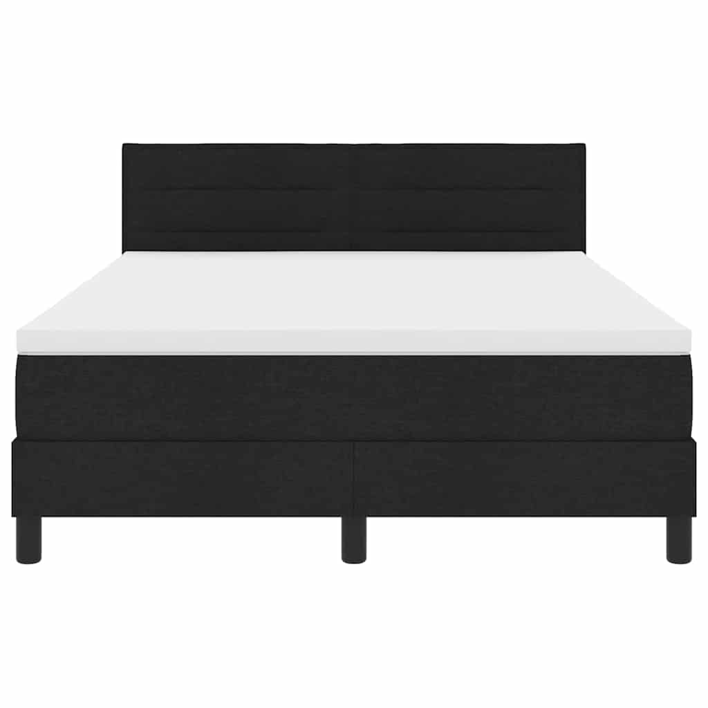 Box spring seng med madras med LED Sort 140 x 190 cm Stof