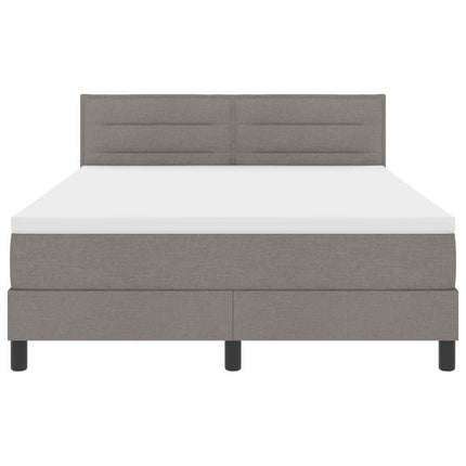 Box spring seng med LED-lysstrimler Gråbrun 140 x 190 cm Stof