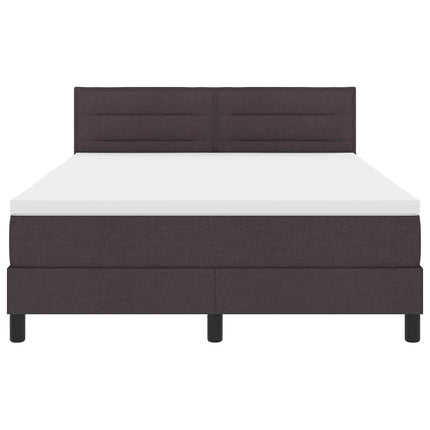 Box spring seng med LED-lysstrimler Mørk Brun 140 x 200 cm Stof