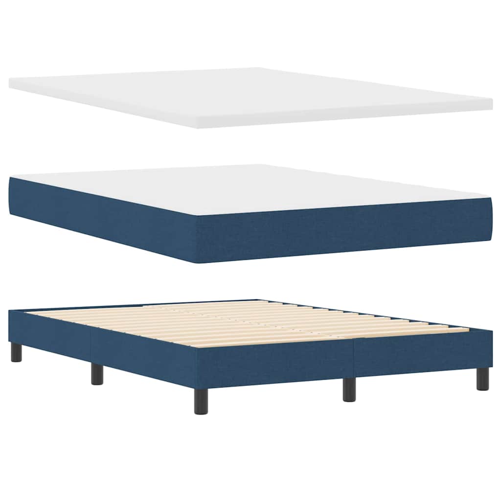 Box spring seng med madras med LED Blå 140 x 200 cm Stof