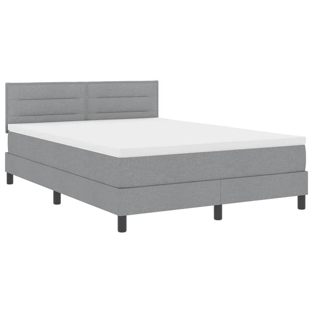 Box spring seng med LED-lysstrimler Lysegrå 160 x 200 cm Stof