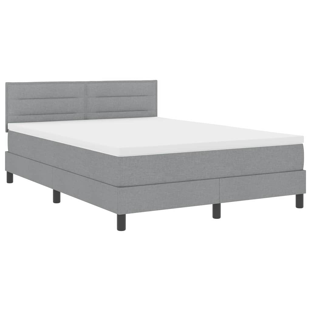 Box spring seng med madras med LED Lysegrå 160 x 200 cm Stof