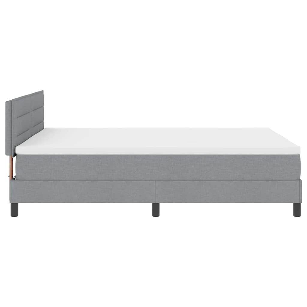 Box spring seng med madras med LED Lysegrå 160 x 200 cm Stof