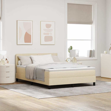 Box spring seng med LED-lysstrimler Creme 160 x 200 cm Stof