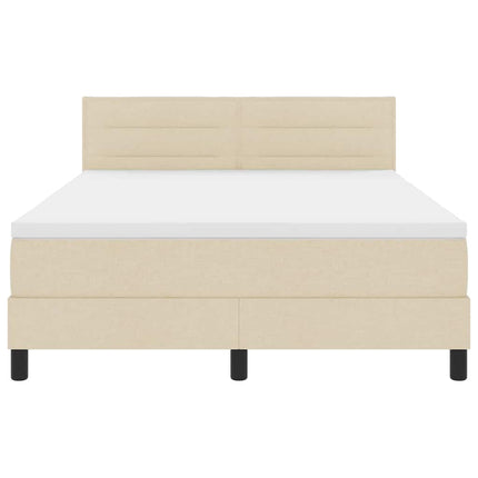 Box spring seng med LED-lysstrimler Creme 160 x 200 cm Stof