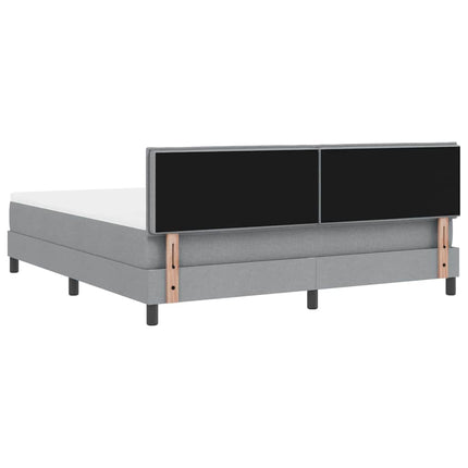 Box spring seng med LED-lysstrimler Lysegrå 180 x 200 cm Stof
