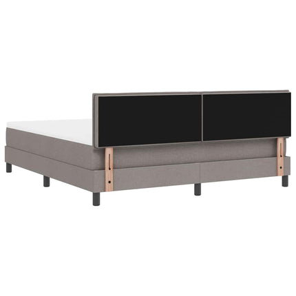 Box spring seng med LED-lysstrimler Gråbrun 180 x 200 cm Stof