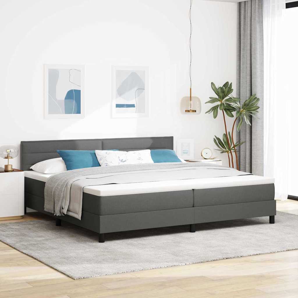 Box spring seng med LED-lysstrimler Mrkegr 200 x 200 cm Stof
