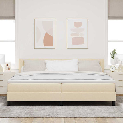 Box spring seng med LED-lysstrimler Creme 200 x 200 cm Stof