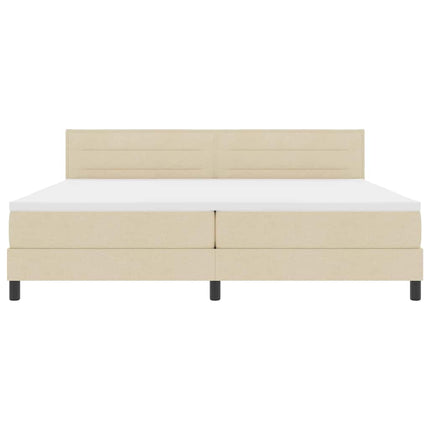 Box spring seng med LED-lysstrimler Creme 200 x 200 cm Stof