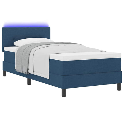 Box spring seng med pude med hovedgærde Blå 80 x 200 cm Stof