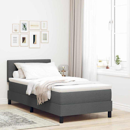 Box spring seng med LED-lysstrimler Mørkegrå 90 x 190 cm Stof