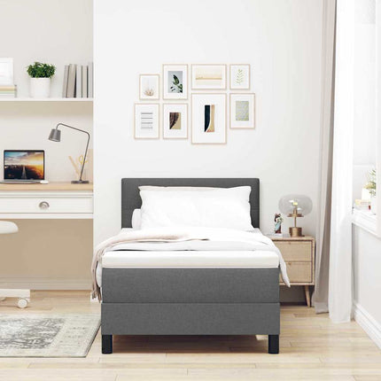 Box spring seng med LED-lysstrimler Mørkegrå 90 x 190 cm Stof