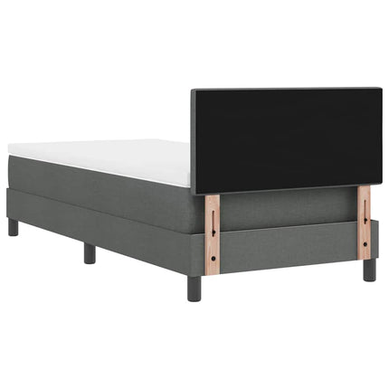 Box spring seng med LED-lysstrimler Mørkegrå 90 x 190 cm Stof