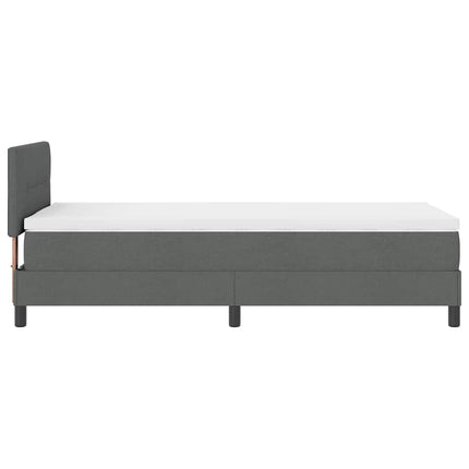 Box spring seng med LED-lysstrimler Mørkegrå 90 x 190 cm Stof