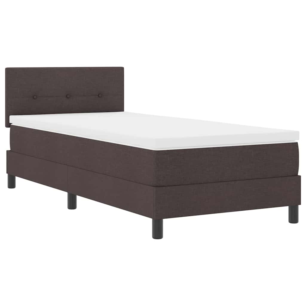 Box spring seng med madras med LED Mørk Brun 90 x 190 cm Stof