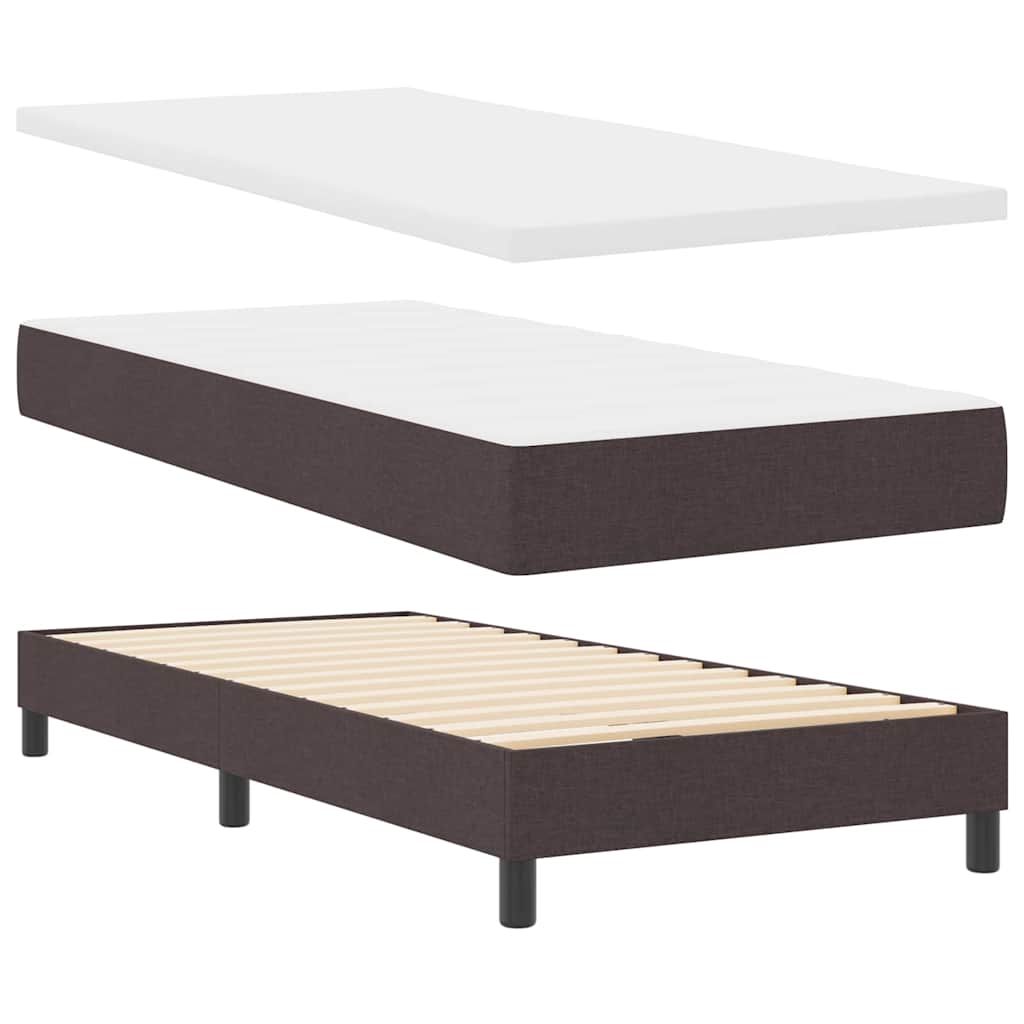 Box spring seng med madras med LED Mørk Brun 90 x 190 cm Stof