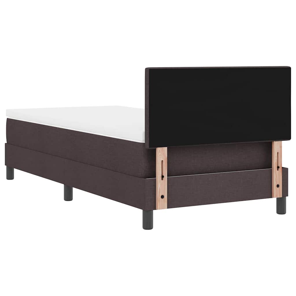 Box spring seng med madras med LED Mørk Brun 90 x 190 cm Stof