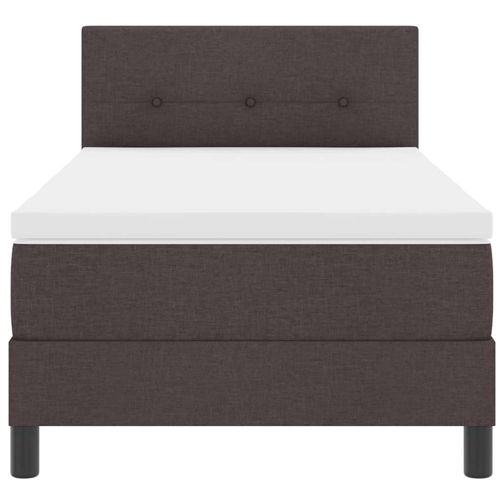 Box spring seng med madras med LED Mørk Brun 90 x 190 cm Stof