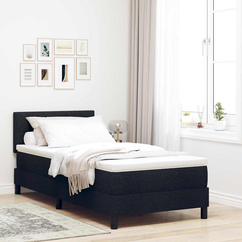 Box spring seng med LED-lysstrimler Sort 90 x 200 cm Stof