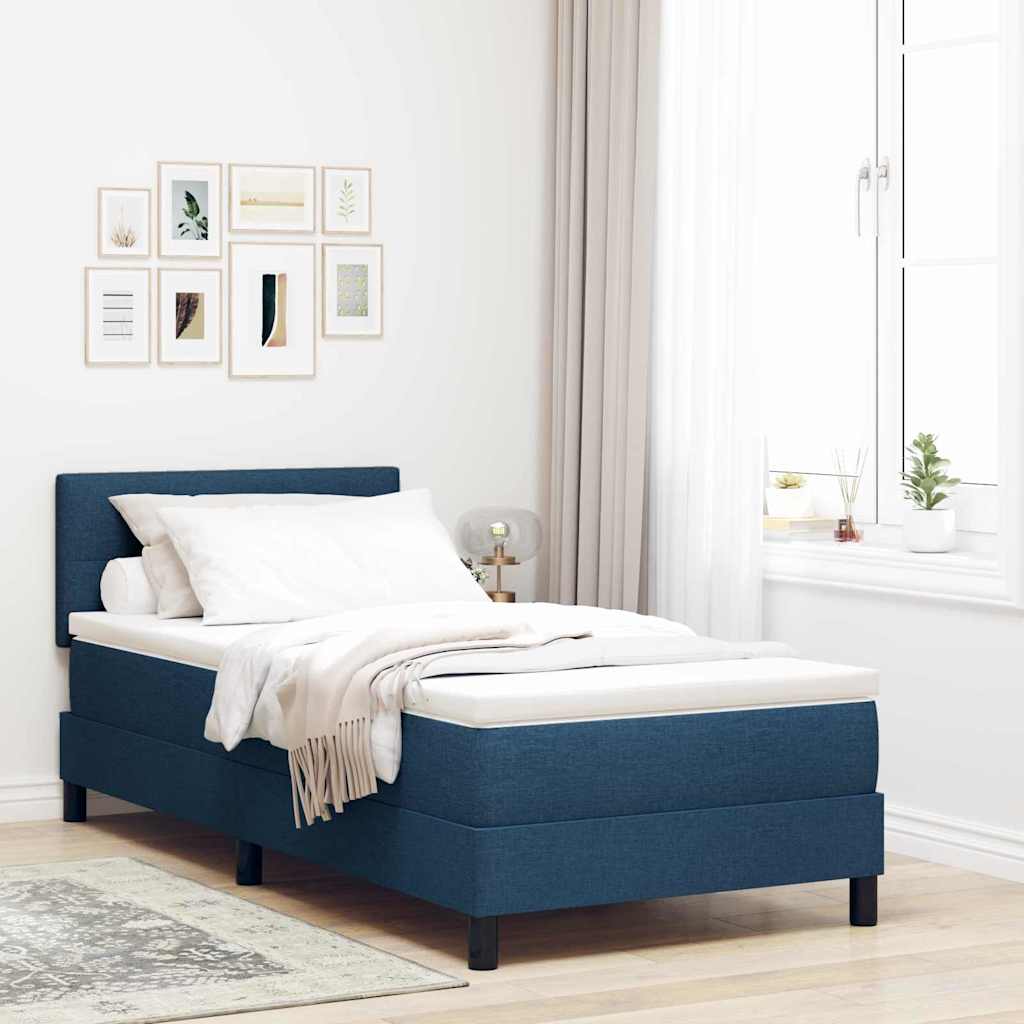 Box spring seng med LED-lysstrimler Bl 90 x 200 cm Stof