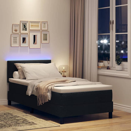 Box spring seng med LED-lysstrimler Sort 100 x 200 cm Stof