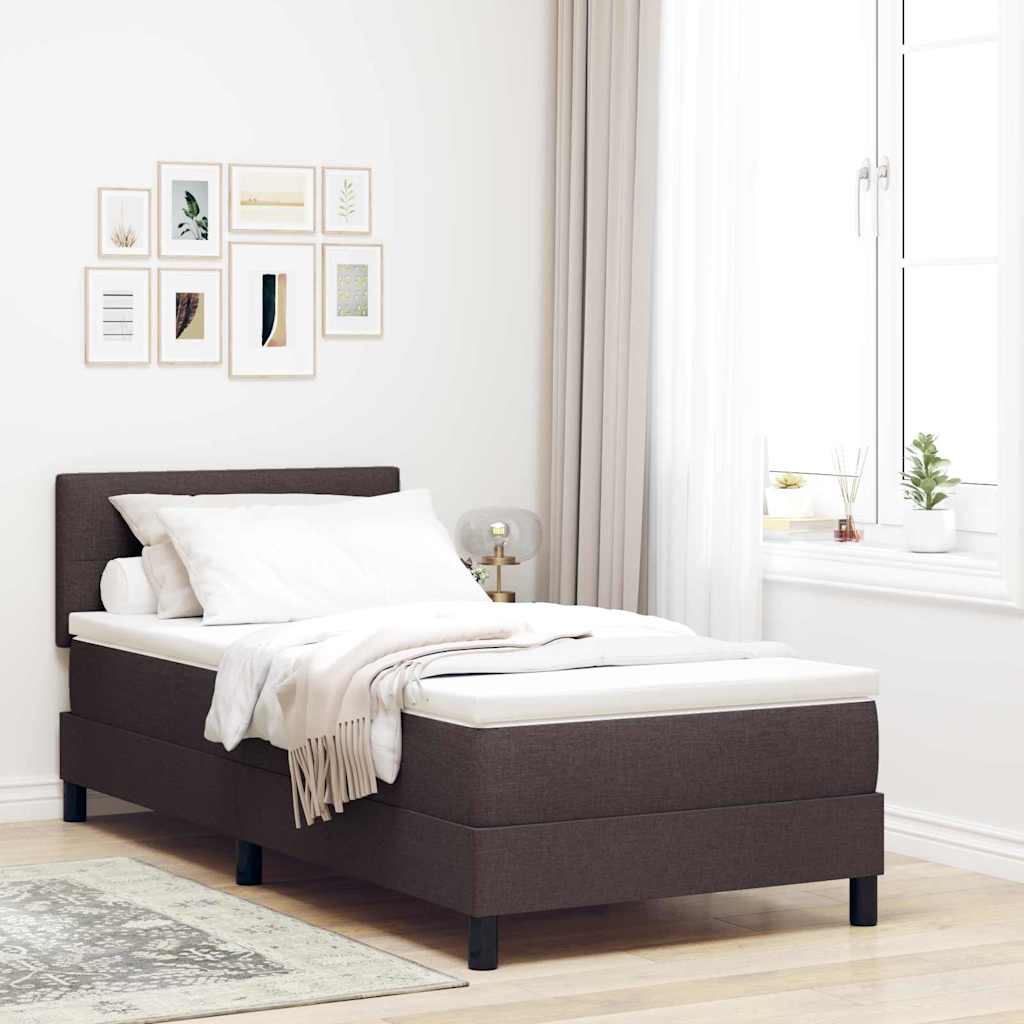 Box spring seng med LED-lysstrimler Mrk Brun 100 x 200 cm Stof