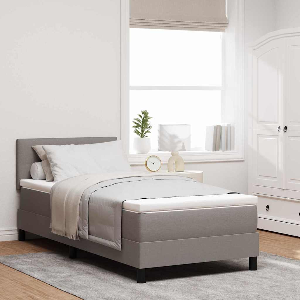 Box spring seng med LED-lysstrimler Gråbrun 100 x 200 cm Stof