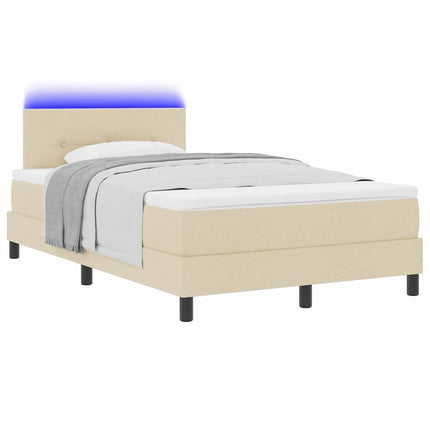 Box spring seng med LED-lysstrimler Creme 120 x 190 cm Stof