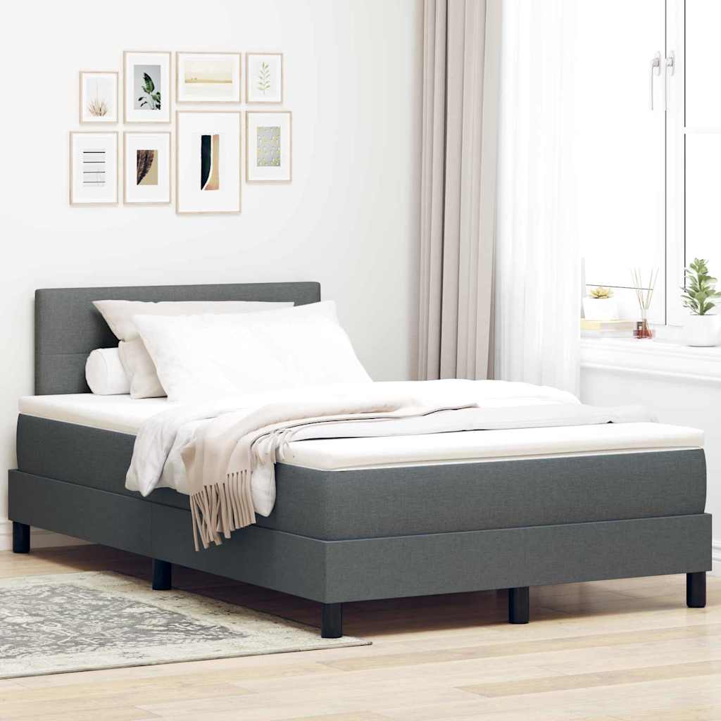 Box spring seng med LED-lysstrimler Mrkegr 120 x 200 cm Stof