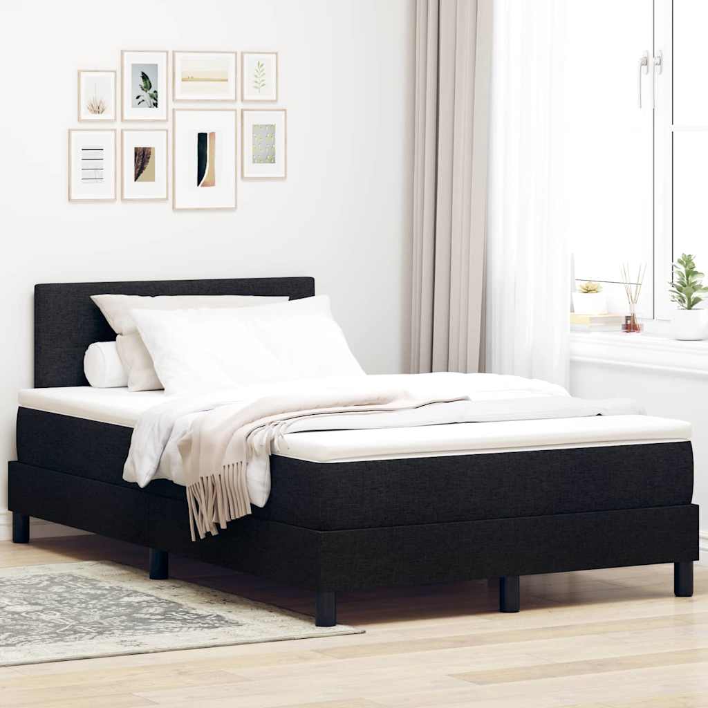 Box spring seng med LED-lysstrimler Sort 120 x 200 cm Stof