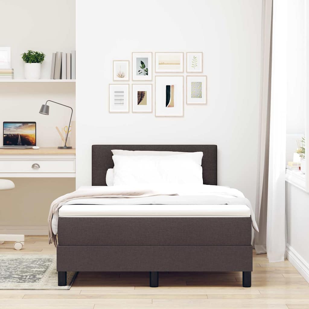 Box spring seng med madras med LED Mørk Brun 120 x 200 cm Stof