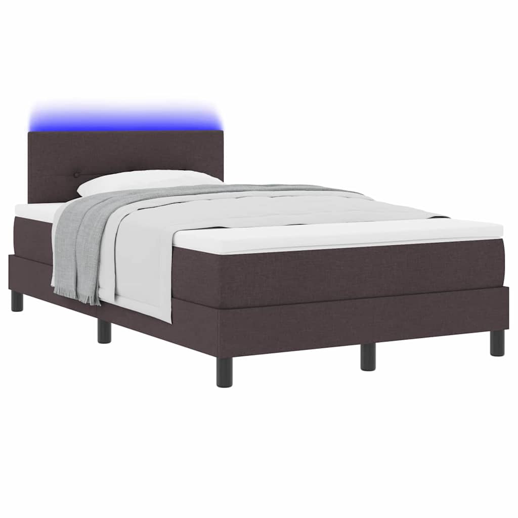 Box spring seng med madras med LED Mørk Brun 120 x 200 cm Stof
