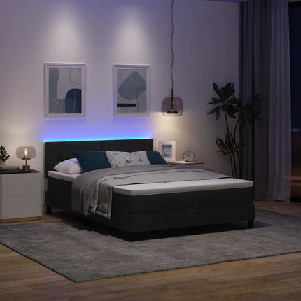 Box spring seng med LED-lysstrimler Sort 140 x 190 cm Stof