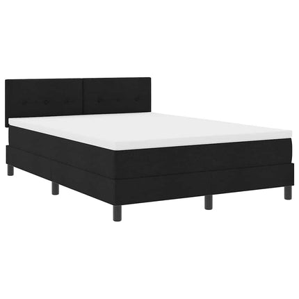 Box spring seng med LED-lysstrimler Sort 140 x 190 cm Stof