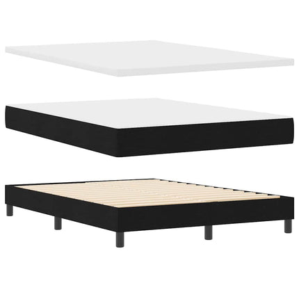 Box spring seng med LED-lysstrimler Sort 140 x 190 cm Stof