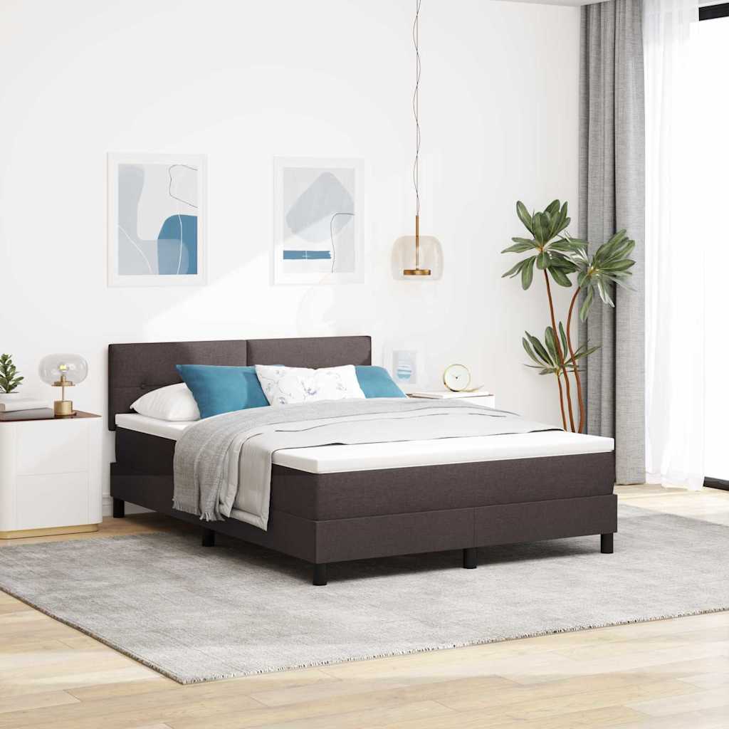 vidaXL Boxspringseng - Boxmadras med LED-lysstrimler - 140 x 190 cm - Brun