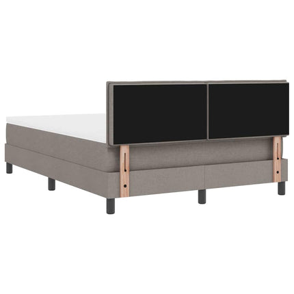 Box spring seng med LED-lysstrimler Gråbrun 140 x 190 cm Stof