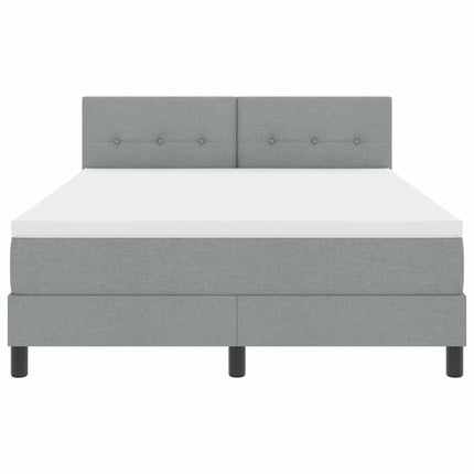 Box spring seng med LED-lysstrimler Lysegrå 140 x 200 cm Stof