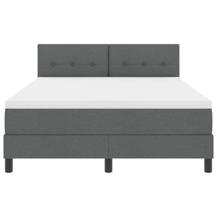 Box spring seng med LED-lysstrimler Mørkegrå 140 x 200 cm Stof