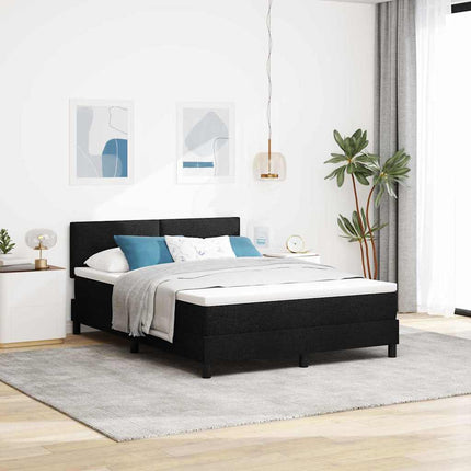 Box spring seng med LED-lysstrimler Sort 140 x 200 cm Stof