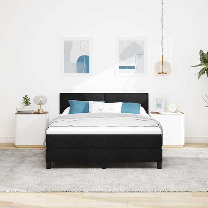 Box spring seng med LED-lysstrimler Sort 140 x 200 cm Stof