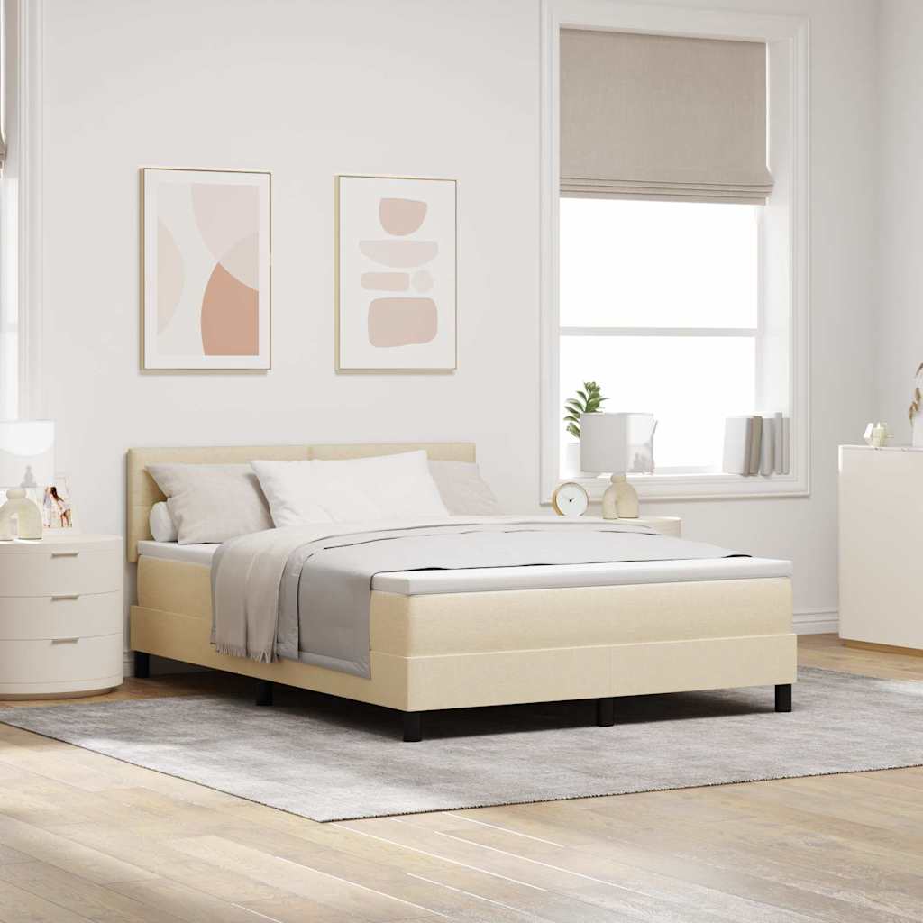 Box spring seng med LED-lysstrimler Creme 140 x 200 cm Stof