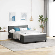 Box spring seng med madras med LED Mørkegrå 160 x 200 cm Stof