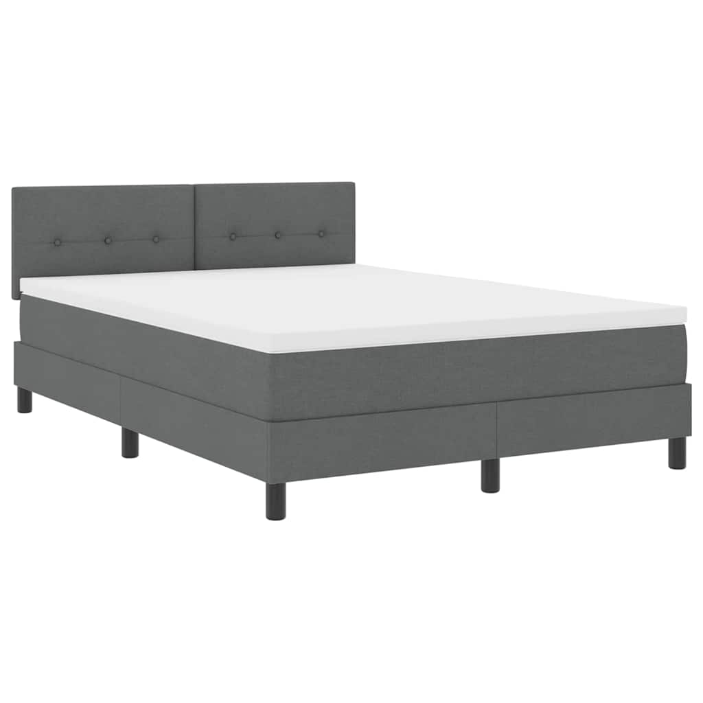 Box spring seng med madras med LED Mørkegrå 160 x 200 cm Stof