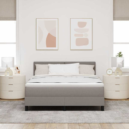 Box spring seng med LED-lysstrimler Gråbrun 160 x 200 cm Stof